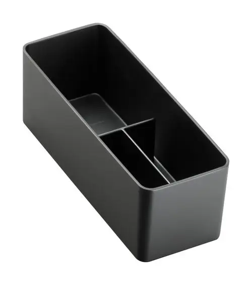 Schwarze, rechteckige Box von Hansgrohe mit zwei Fächern, geeignet zur Aufbewahrung von kleinen Gegenständen.